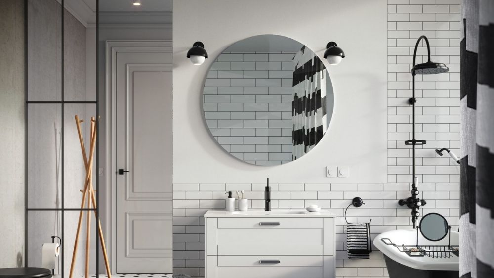 oświetlenie łazienkowe - kinkiet nad lustrem